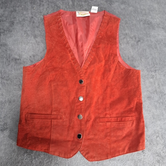 Threads kids Other - Vintage Red Suede Vest Kids with Snap Button Closure Rancher Western Rodeo